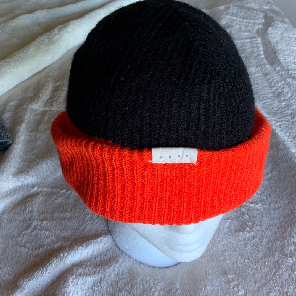 Neff Black and Orange Beanie